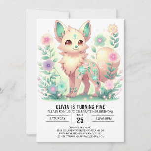 Editable Girl Forest Wolf Digital Geburtstag Einladung