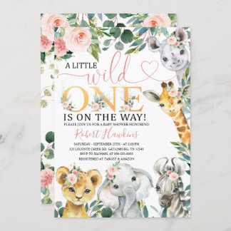 Editable Girl Safari Kinderdusche Einladung