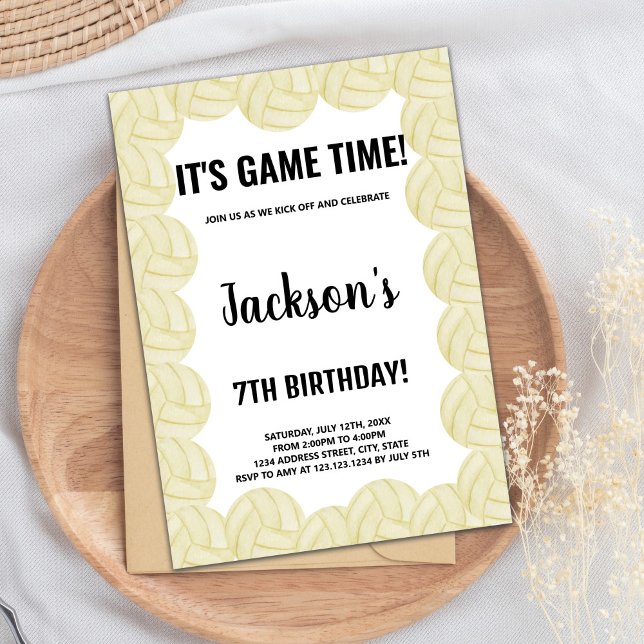Editable Girls oder Boys Sports Party Card mit Net Einladung (Volleyball Birthday Invitations)