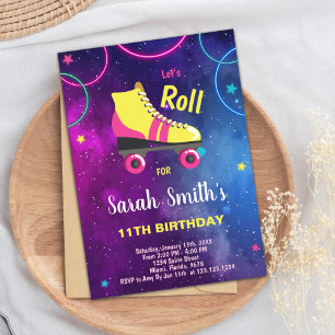 Editable Girls Skate Party Einladung