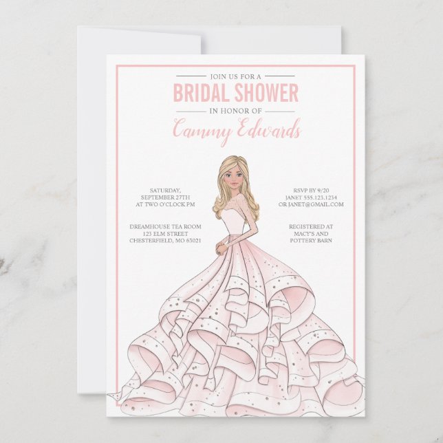 Editable Glam Bride Brautparty Einladung (Vorderseite)