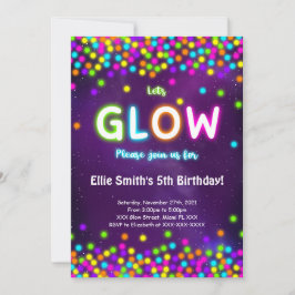 Editable Glow Birthday Einladung