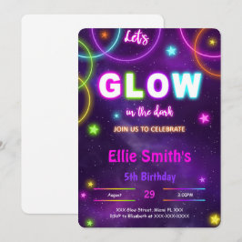 Editable Glow Birthday Einladung