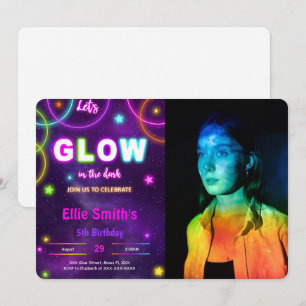 Editable Glow Birthday Foto Einladung