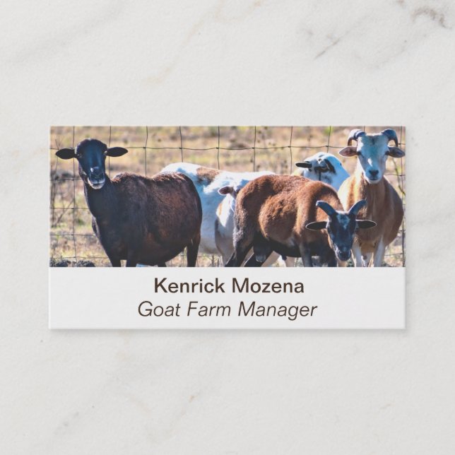Editable Goat Bauer Buttons Business Card Visitenkarte (Vorderseite)