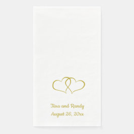 Editable Gold Linked Hearts Serviette