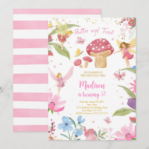 Editable Golden Fairy Birthday Einladung