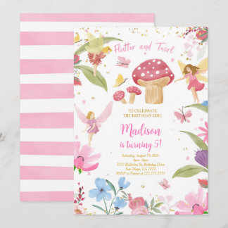 Editable Golden Fairy Birthday Einladung