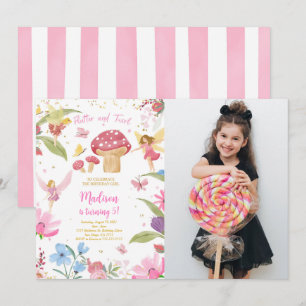 Editable Golden Fairy Birthday Foto Einladung