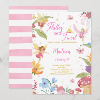 Editable Golden Fairy Birthday Party Einladung