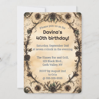 Editable Goth Black Rose Einladung