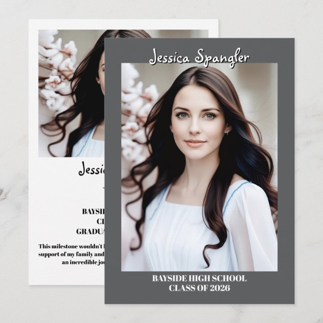 Editable Graduation Announcement - Double Sided Einladung (Vorne/Hinten)