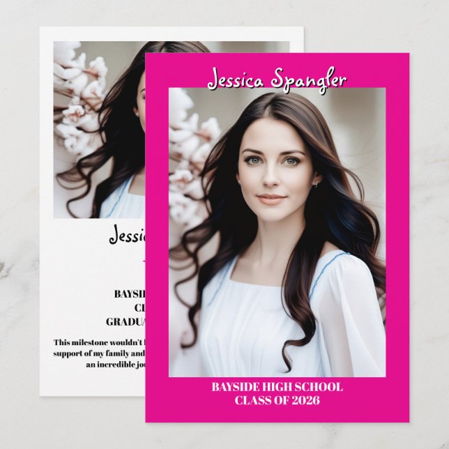 Editable Graduation Announcement - Double Sided Einladung (Vorne/Hinten)