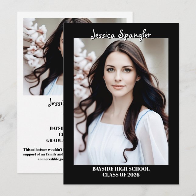 Editable Graduation Announcement - Double Sided Einladung (Vorne/Hinten)