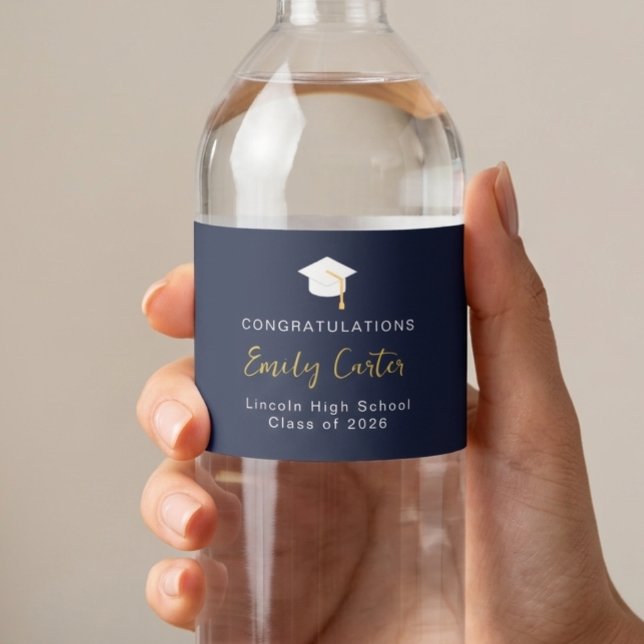 Editable Graduation Water Bottle Food Drink Labels Wasserflaschenetikett (Von Creator hochgeladen)