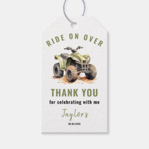Editable Green ATV Bike Kindergeburtstag Party Geschenkanhänger
