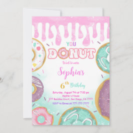 Editable Green Donut Birthday Party Einladung