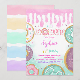 Editable Green Donut Birthday Party Einladung