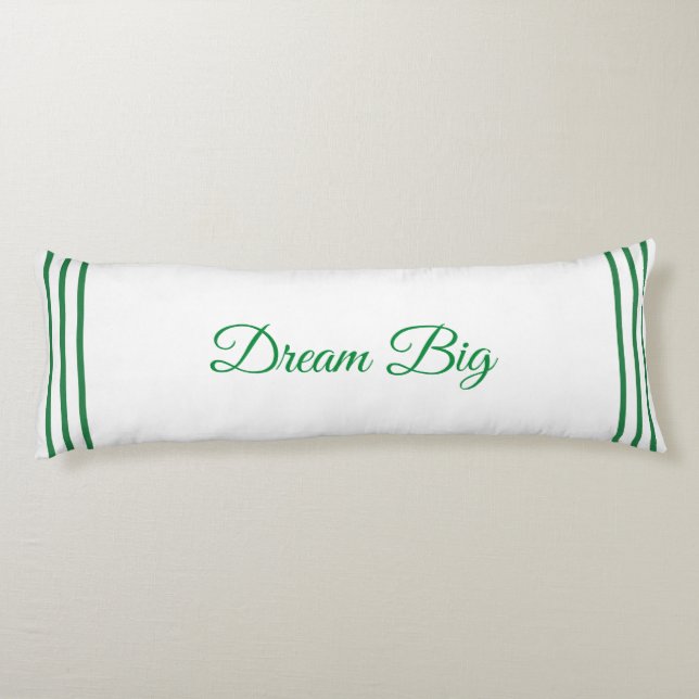 Editable Green Dream Big Text auf weißem Kissen (Rückseite)