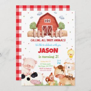 Editable Green Farm Birthday Party Einladung