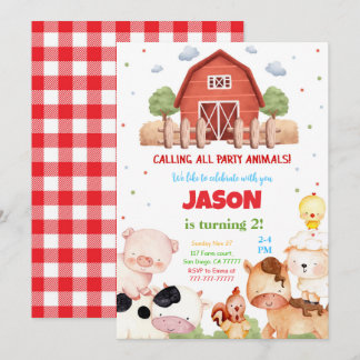 Editable Green Farm Birthday Party Einladung