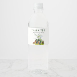Editable Green Tractor Wasserflaschenetikett
