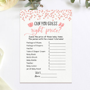 Editable Guess right price game Baby Shower Card Einladung