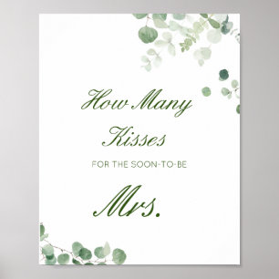 Editable Guess Wie viele Küsse für bald Mrs. Sign Poster