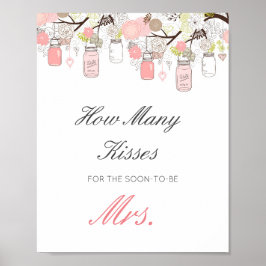 Editable Guess Wie viele Küsse für bald Mrs. Sign Poster