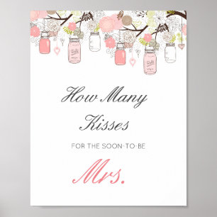 Editable Guess Wie viele Küsse für bald Mrs. Sign Poster