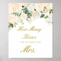 Editable Guess Wie viele Küsse für bald Mrs. Sign