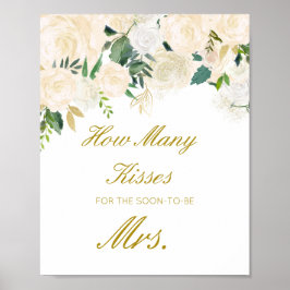 Editable Guess Wie viele Küsse für bald Mrs. Sign Poster