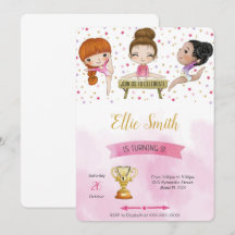 Editable Gymnastik Geburtstagseinladung