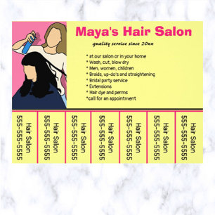 Editable Hair Salon Telefonnummer Flyer