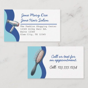 Editable Hair Salon Watercolor Wave Business Card Visitenkarte