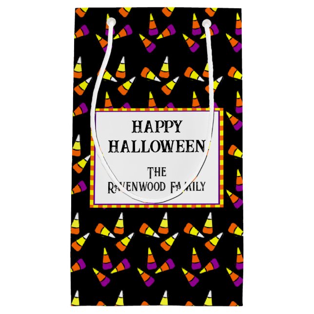 Editable Halloween Candy Corn Pattern Kleine Geschenktüte (Vorderseite)