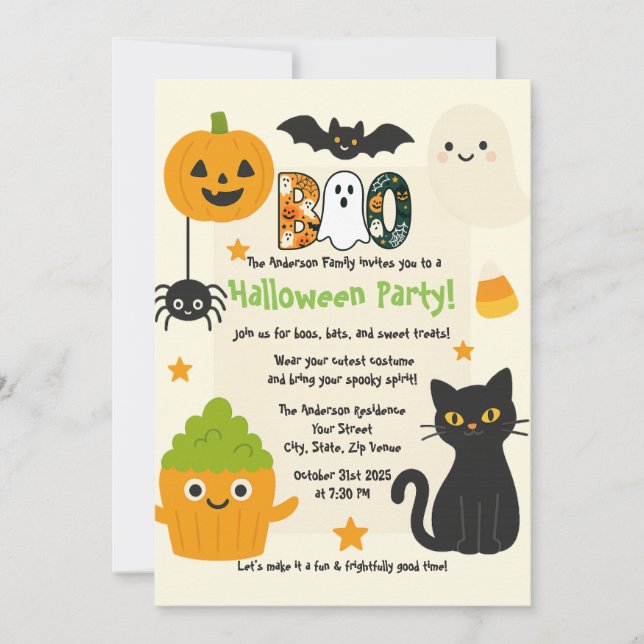Editable Halloween - Little Monster Bash - Einladung (Vorderseite)