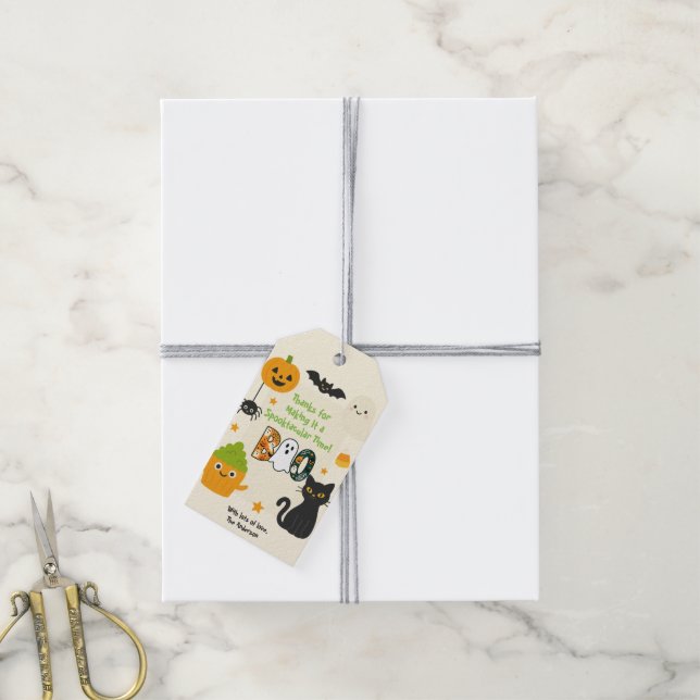 Editable Halloween - Little Monster Bash - Geschenkanhänger (Mit Garn)