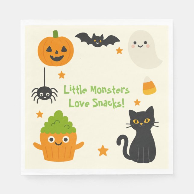 Editable Halloween - Little Monster Bash - Serviette (Vorderseite)