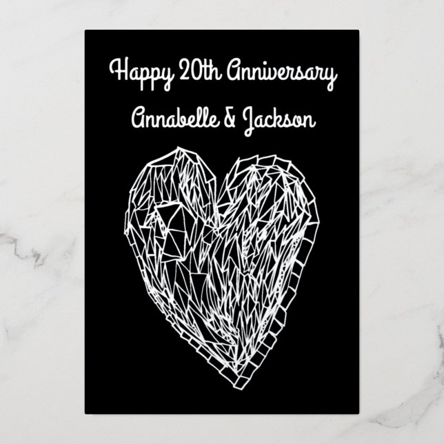 Editable Happy Anniversary Liebe Herzfoil Card Folieneinladung (Vorderseite)