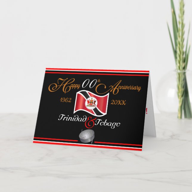 Editable - Happy Anniversary T&T Unabhängigkeit Karte (Vorderseite)
