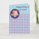 Editable Happy Birthday Son Karte<br><div class="desc">Diese bearbeitbare Geburtstagskarte hat ein Fliesendesign in der unteren Hälfte und ein blau gestreiftes Design in der oberen Hälfte. Etwa ein Drittel des Weges ist eine Scheibe mit einem Bild eines Geburtstagskuchens. Auf der Vorderseite befindet sich eine bearbeitbare Meldung sowie eine bearbeitbare Meldung. Ändern Sie diese Nachrichten in das, was...</div>