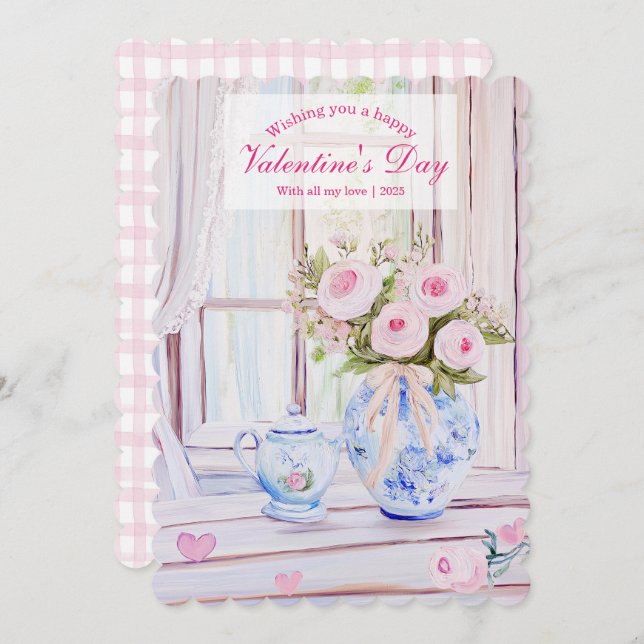Editable Happy Valentine's Day Card Einladung (Vorne/Hinten)