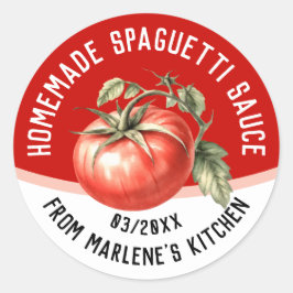 Editable hausgemachte Spaguetti-Sauce mit roter To Runder Aufkleber