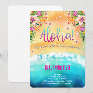 Editable Hawaiian Birthday Kinder Einladung