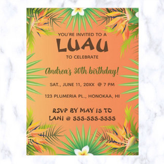 Editable Hawaiian Luau Birthday Einladung