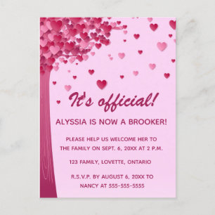 Editable Heart Tree Adoption Celebration Einladungspostkarte