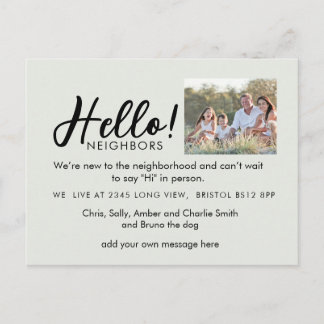 Editable "Hello Neighbor" Postcard | New Address, Ankündigungspostkarte