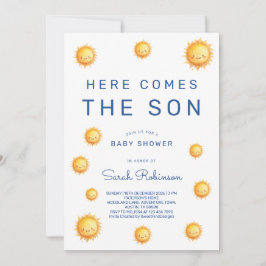 Editable Here Comes The Son Baby Shower Einladung