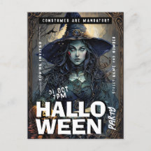 Editable Hexe Halloween-Party Einladung